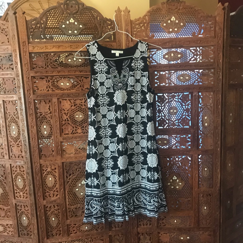 Black and White Tank Dress with Sequin Detail